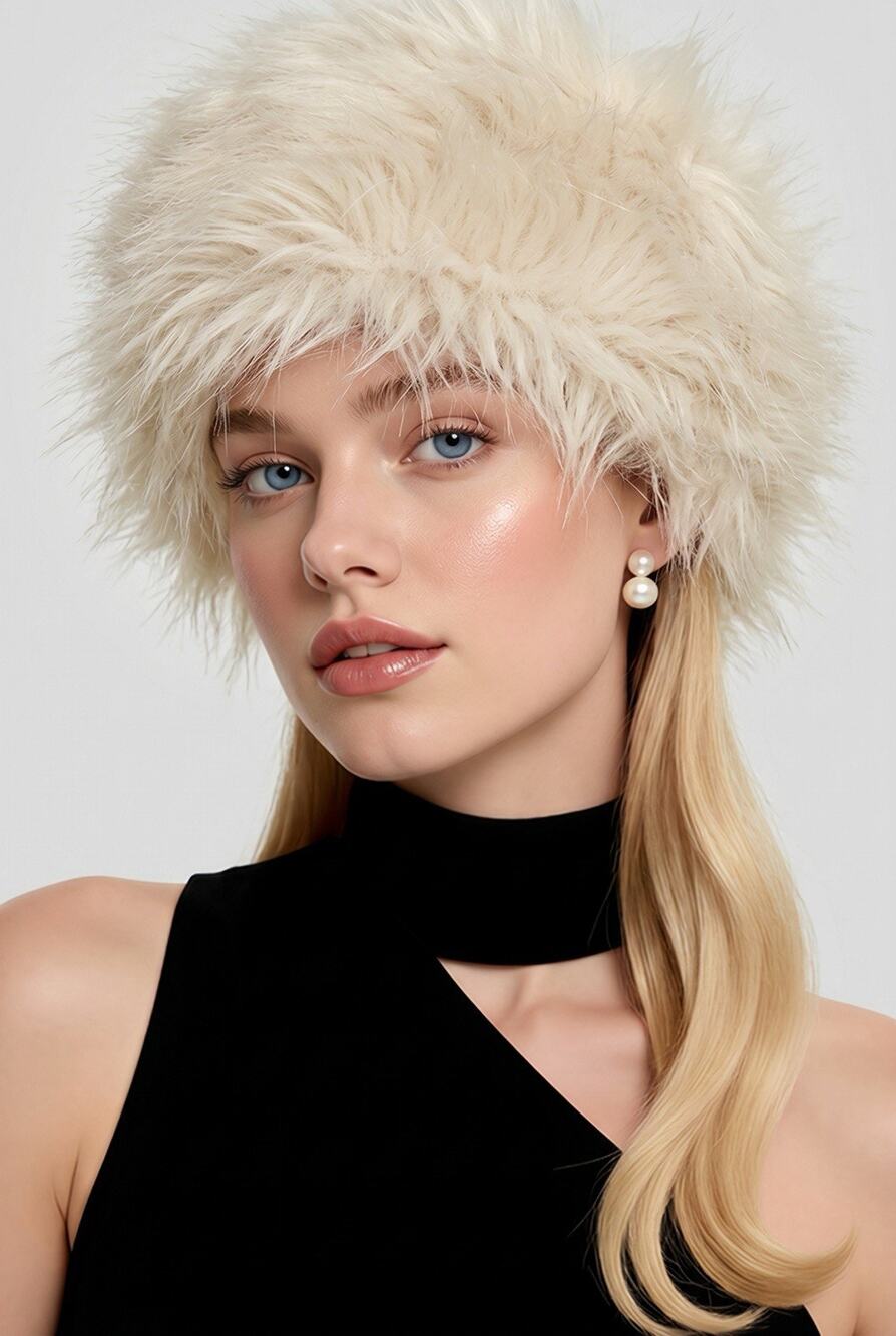 Fabulous Furs By Donna Salyers Hat Elastic Band Beige One Size